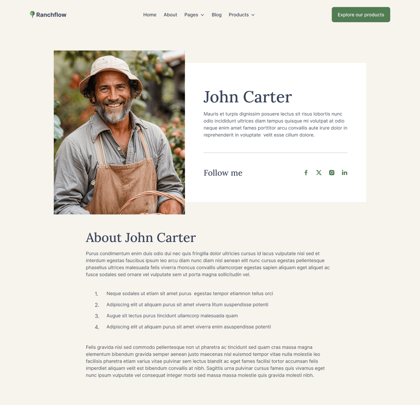 Ranchflow - Team Member Page - Farm Webflow Template