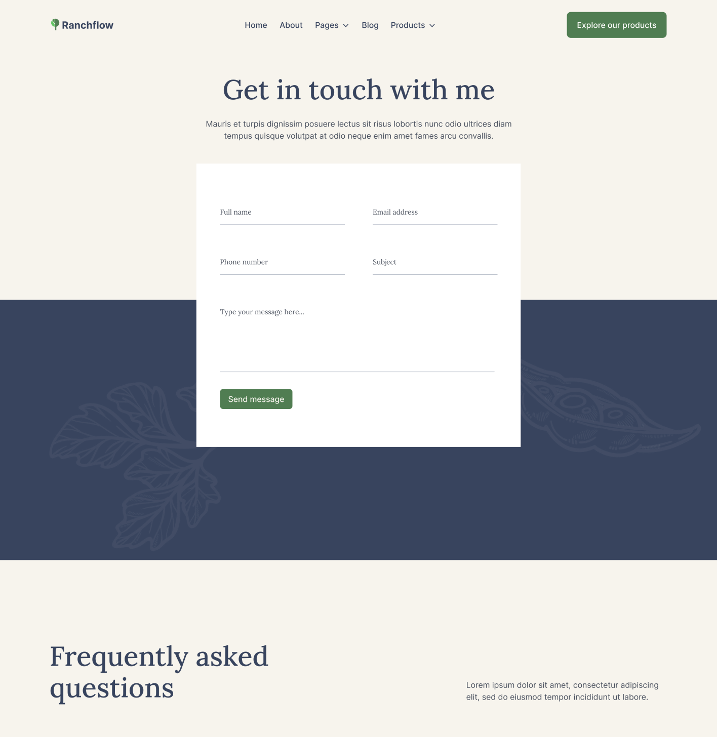 Ranchflow - Contact V1 Page - Farm Webflow Template