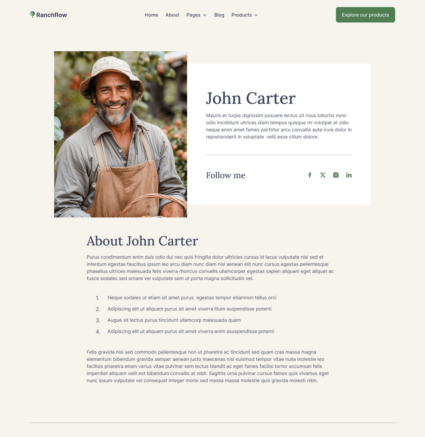 Ranchflow - Team Member Page - Farm Webflow Template